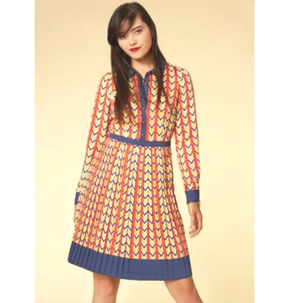 Modcloth Multicolor Chevron Midi Dress